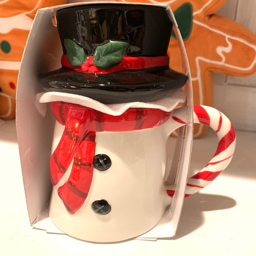 FARMHOUSE STYLE CHRISTMAS SNOWMAN TOP HAT MUG LID